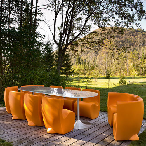Moderner Tisch - JOE - Myyour - Edelstahl / Gestell aus rostfreiem Edelstahl / oval
