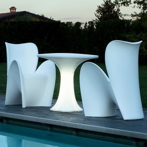 Moderner Bistrotisch - TEDDY - Myyour - Kunststoff / rund / beleuchtet