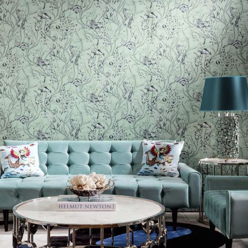 Moderne Tapete - SEAHORSE - Hooked on Walls - Metall / Naturmotiv / Tiermuster