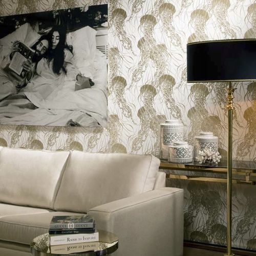 Moderne Tapete - MEDUSE - Hooked on Walls - Metall / Tiermuster / grau