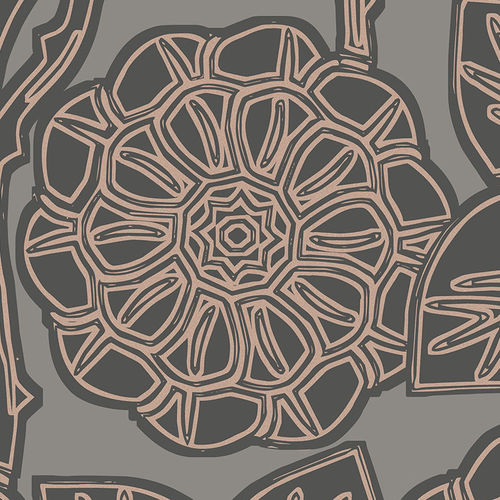 Moderne Tapete - ASTER - Hooked on Walls - Blumenmotiv / Stoffoptik / grau