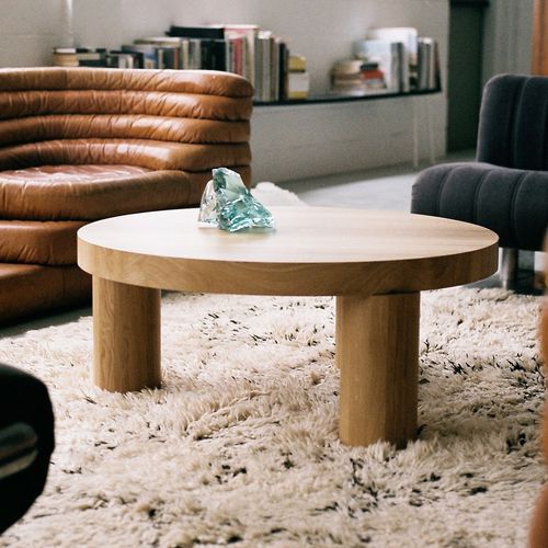 Moderner Couchtisch - OFFSET - Resident - Eiche / rund / für Privatgebrauch
