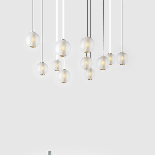 Hängelampe - BLOOM - Resident - Edelstahl / geblasenes Glas / modern