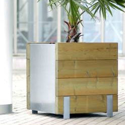 Stahl-Pflanzkübel - LINEAL - Urbes 21 - galvanisiertem Stahl / Kiefer / Polyester