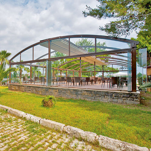 Selbsttragende Pergola - TW33  - ALBAYRAK  - Aluminium / mit Stoffüberdachung / Glas-Überdachungen