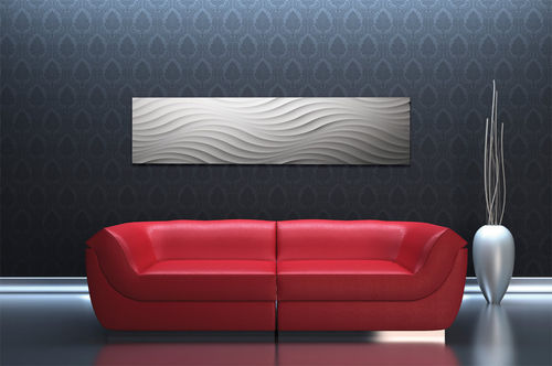Dekorplatte für Wand - WAVE 3 - MUR design - aus recyceltem Material / Holz / texturiert