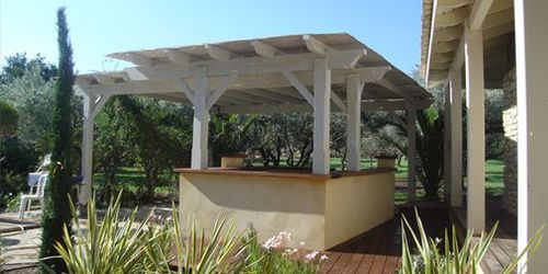Vordach für Terrasse - PORCHE  - GIPEN - mit Holzstruktur / flach / modern