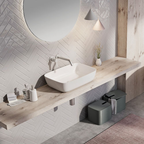 Aufsatzwaschbecken - NEO R - BALTECO AS - Mineralwerkstoff / rechteckig / ohne Öffnung