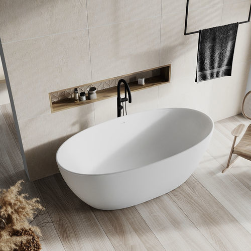 Ovale Badewanne - CADE - BALTECO AS - freistehend / für Wohnungen / Mineralwerkstoff