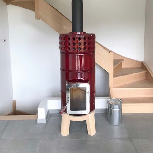 Holz-Kaminofen - ROUNDSTACK SIZE 2 - LA CASTELLAMONTE Stufe di Ceramica - 0 - 5 kW / 5 kW...10 kW / auf Füßen