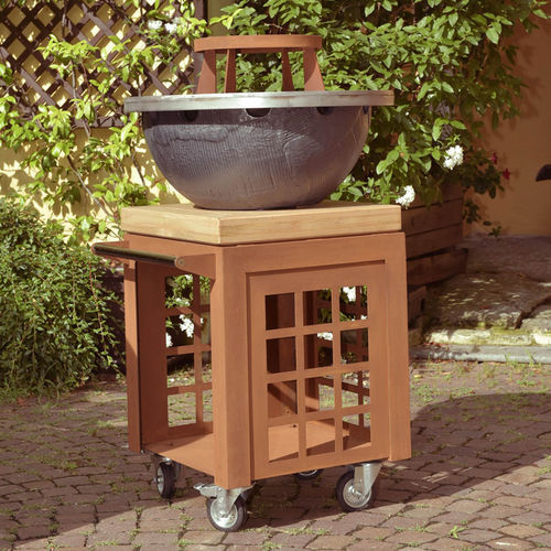 Garten-Feuerstelle / Holz - FOCULUS SMALL 65 - LA CASTELLAMONTE Stufe di Ceramica - Edelstahl / Cortenstahl / Kastanie
