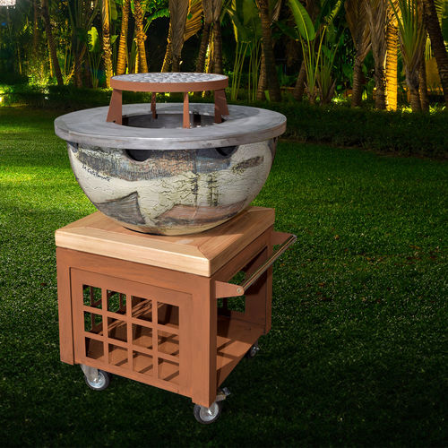 Garten-Feuerstelle / Holz - FOCULUS MEDIUM 80 - LA CASTELLAMONTE Stufe di Ceramica - Edelstahl / Cortenstahl / Kastanie