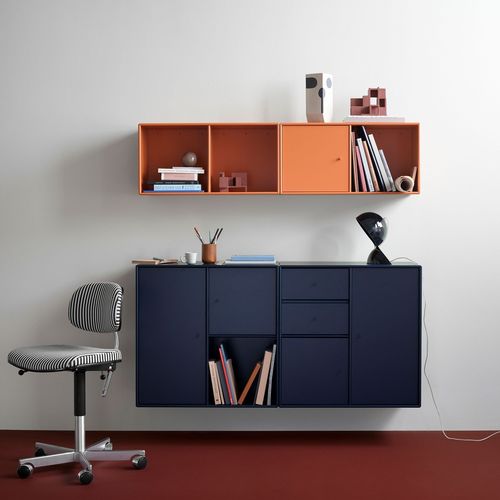 Wandmontiertes Sideboard - LINE - Montana Furniture - modern / lackiertes MDF / mit Regal