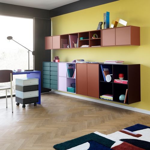 Schreibtischcontainer / lackiertes MDF - 1143 - Montana Furniture - mit 4 Schubladen / auf Rollen