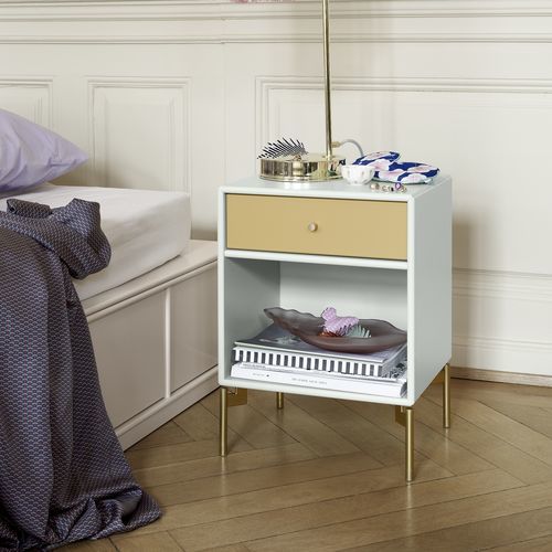 Moderner Nachttisch - DREAM - Montana Furniture - lackiertes MDF / Gestell aus lackiertem MDF / Gestell aus Messing