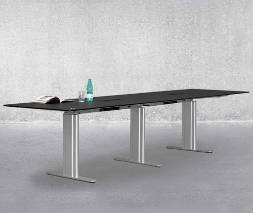Moderner Besprechungstisch - HILOW  - Montana Furniture - Laminat / pulverbeschichteter Stahl / Gestell aus heißlackiertem Stahl