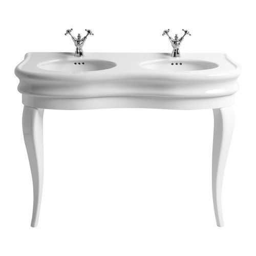 Bodenstehendes Waschbecken - LAM120W - Windsor Bathroom Company - Keramik / Massivholz / doppelt