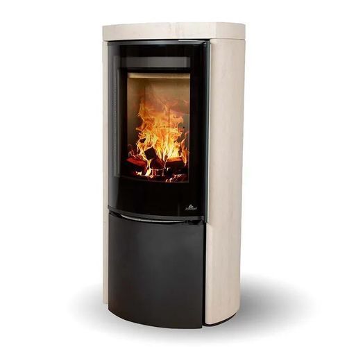Holz-Kaminofen - COZY MODERN MOCA CREAM SANDSTONE - Jydepejsen A/S - freistehend / modern / Speckstein