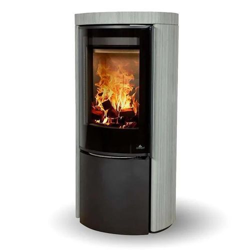 Holz-Kaminofen - COZY MODERN GREY WOOD SANDSTONE - Jydepejsen A/S - freistehend / modern / Speckstein