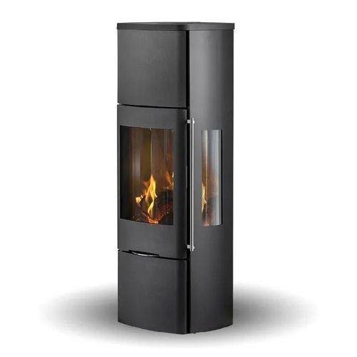 Freistehender Kaminofen - SENZA HIGH SIDEGLASS - Jydepejsen A/S - mit 3 Sichtseiten / modern / Stahl