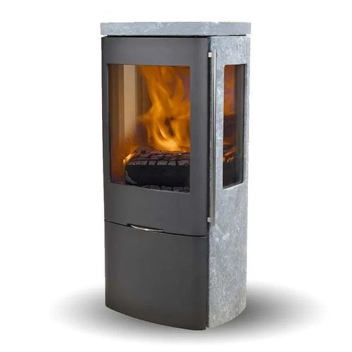 Holz-Kaminofen - SENZA SOAPSTONE SIDEGLASS - Jydepejsen A/S - freistehend / mit 3 Sichtseiten / modern