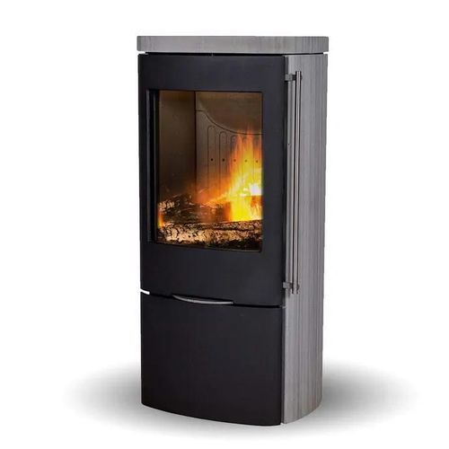 Holz-Kaminofen - SENZA GREY WOOD SANDSTONE - Jydepejsen A/S - freistehend / modern / Stahl