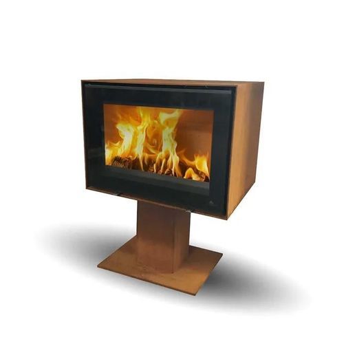 Holz-Kaminofen - ZETA BASE CORTEN - Jydepejsen A/S - freistehend / modern / Metall