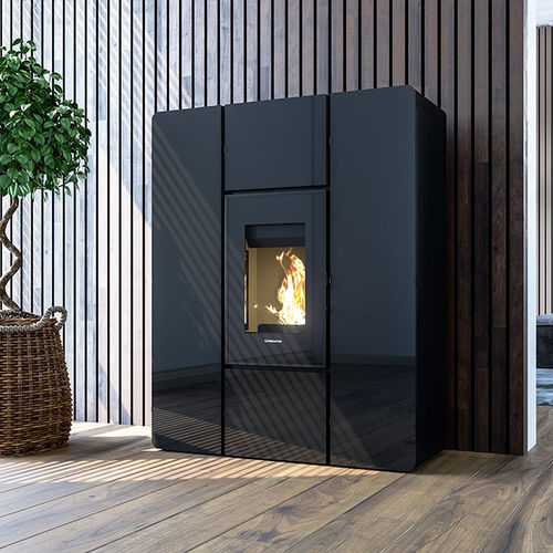 Wasserführender Kaminofen / Pellet - ENEIDE - Pasqualicchio - 10 kW...20 kW / 20 kW...50 kW / bodenstehend