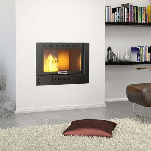 Geschlossene Feuerstelle / Holz - FRASCEL - Pasqualicchio - mit 1 Sichtseite / Stahl / Glas
