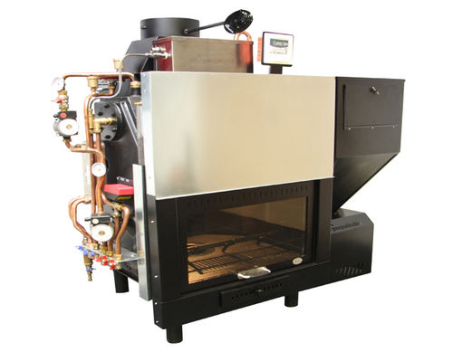 Geschlossene Feuerstelle / Holz - TERMOCOMPACT KIT IDRO  - Pasqualicchio - mit 1 Sichtseite / Metall