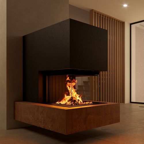 Geschlossene Feuerstelle / Holz - Premium A-U-70h - Spartherm - The Fire Company - mit 3 Sichtseiten / Metall / Einbau