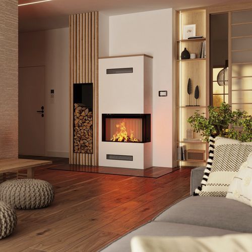 Zweiseitiger Kamineinsatz - LEAN 2R-70H - Spartherm - The Fire Company - Holz / Stahl / mit natürlicher Konvektion