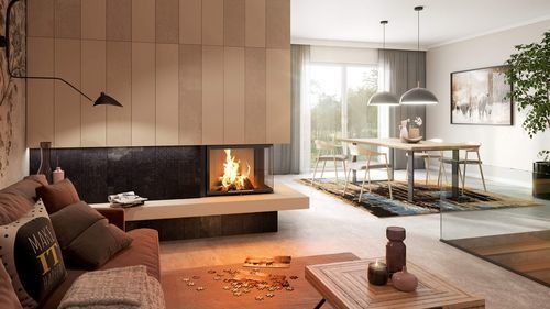 Eckkamineinsatz - Varia 2R-68h - Spartherm - The Fire Company - Holz / mit Fernbedienung / Einbau