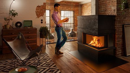 Eckkamineinsatz - Varia 2R-80h - Spartherm - The Fire Company - Holz / mit Fernbedienung / Klasse A+