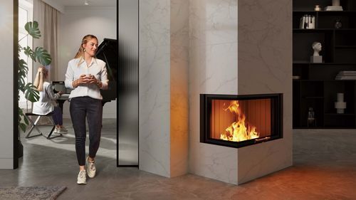 Eckkamineinsatz - Varia 2L-80h - Spartherm - The Fire Company - Holz / mit Fernbedienung / Klasse A+