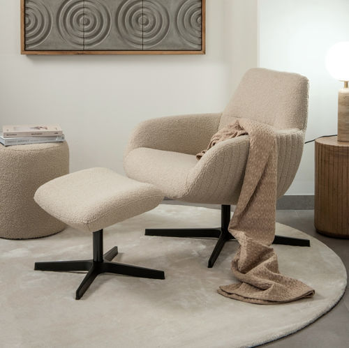 Moderner Sessel - FINLEY - EUROFASHION HOMETEXTILES & CONCEPTS - Stoff / Metall / mit Fußstütze