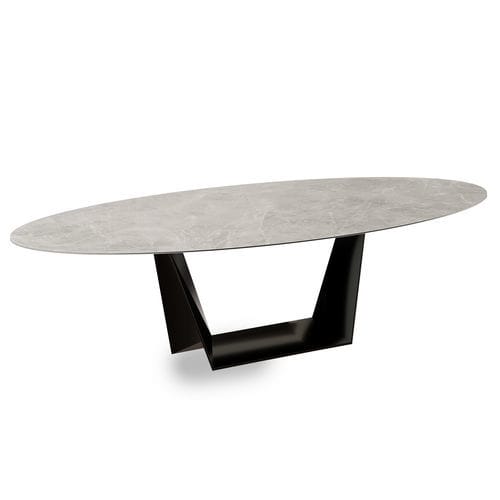 Moderner Esstisch - AMMAN - EUROFASHION HOMETEXTILES & CONCEPTS - Glas / Keramik / Gestell aus Metall