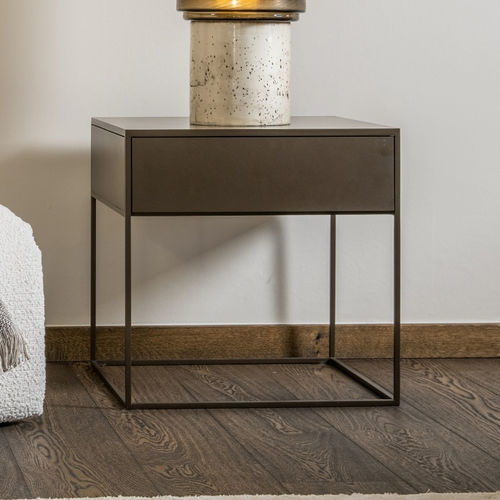 Moderner Nachttisch - HYDRA - EUROFASHION HOMETEXTILES & CONCEPTS - Stahl / Gestell aus Stahl / quadratisch