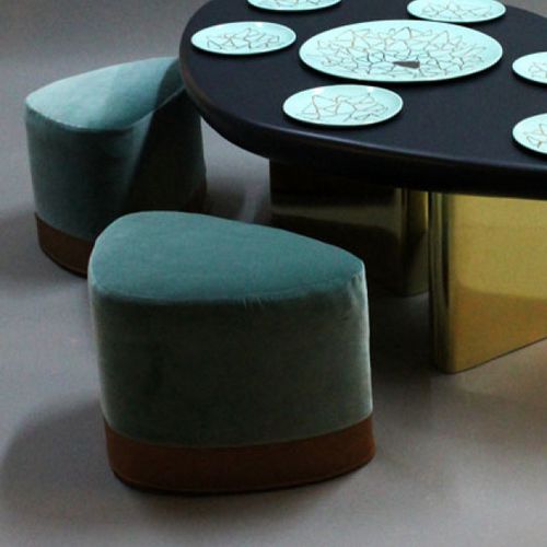 Hocker / originelles Design - SATEL - binome - Stoff / Polster