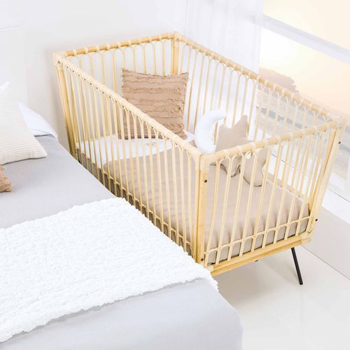 Einpersonen-Babybett - DIEM - ALONDRA - rustikal / Rattan / 120x60 cm
