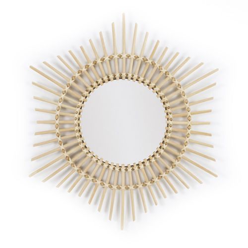 Wandmontierter Spiegel - RE100-N99 - ALONDRA - rustikaler Stil / rund / Rattan