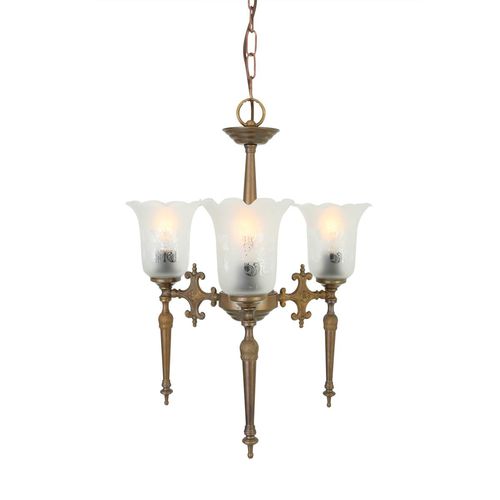 Klassischer Kronleuchter - ALLEN  - Mullan Lighting - Glas / poliertes Messing / 3 Glühbirnen