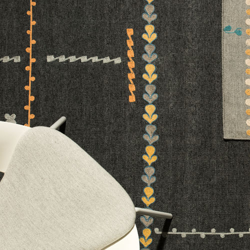 Moderner Teppich - DAMASCO - Warli - Motiv / Polyester / Wolle