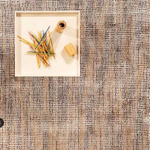Moderner Teppich - DOTS - Warli - einfarbig / Wolle / Tencel®