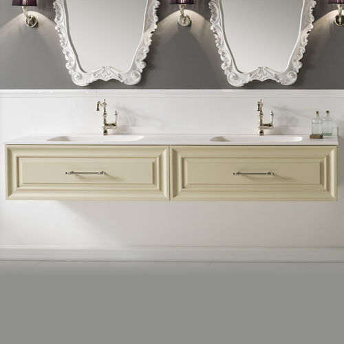 Wandhängender Waschtisch-Unterschrank - CHARME5 - BLEU PROVENCE - MDF / Keramik / modern