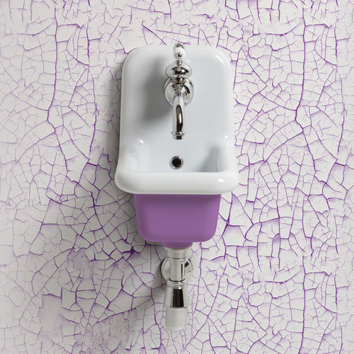 Wand-Waschbecken - TCL26 - BLEU PROVENCE - Keramik / quadratisch / 1-Loch