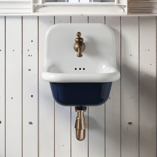 Wand-Waschbecken - TCL40 - BLEU PROVENCE - Keramik / mit integriertem Handtuchhalter / Mattfinish