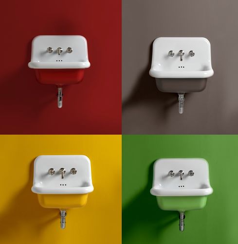 Wand-Waschbecken - TRUECOLORS - BLEU PROVENCE - Keramik / rechteckig / 3-Loch