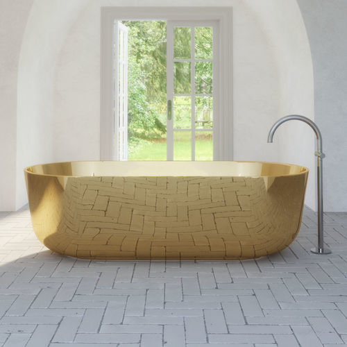 Ovale Badewanne - ZEN  - BLEU PROVENCE - freistehend / für Wohnungen / zur beruflichen Nutzung