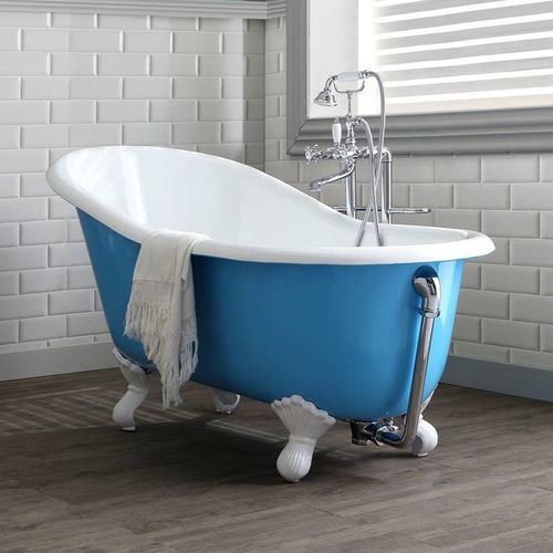 Ovale Badewanne - LAVANDE - BLEU PROVENCE - auf Füßen / für Wohnungen / Gusseisen
